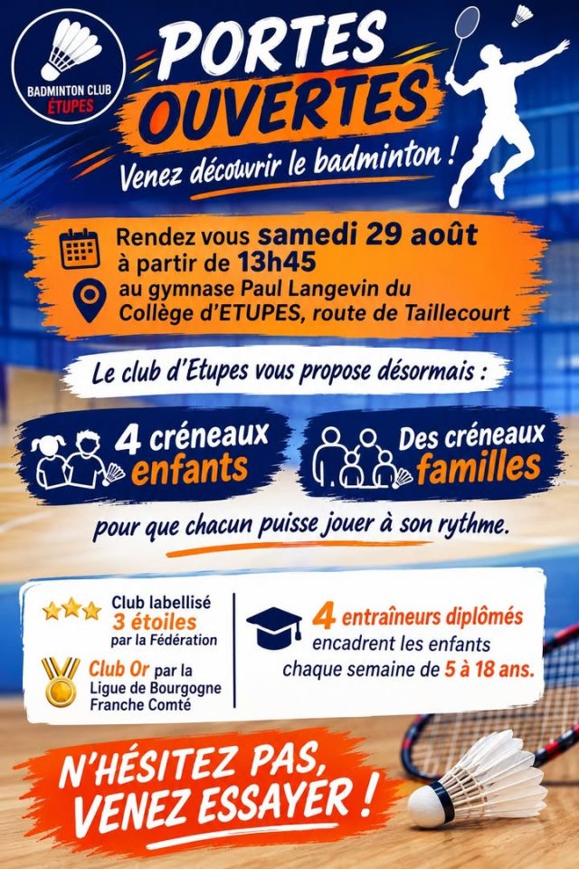 Rendez vous samedi 29 août à partir de 13h45 au gy