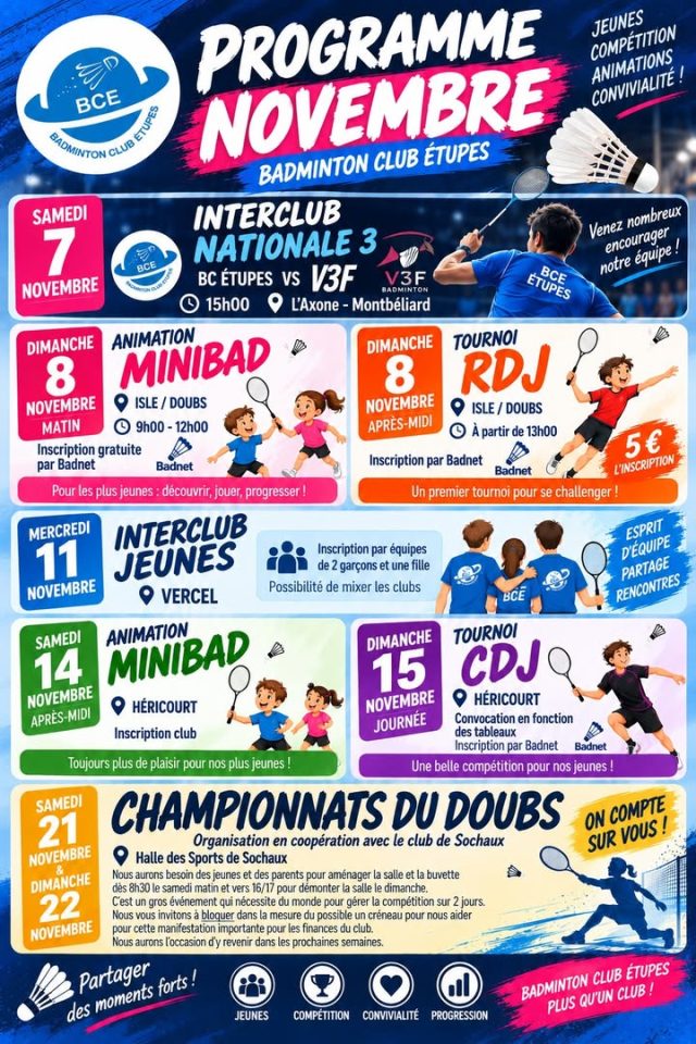 Programme du mois de novembre